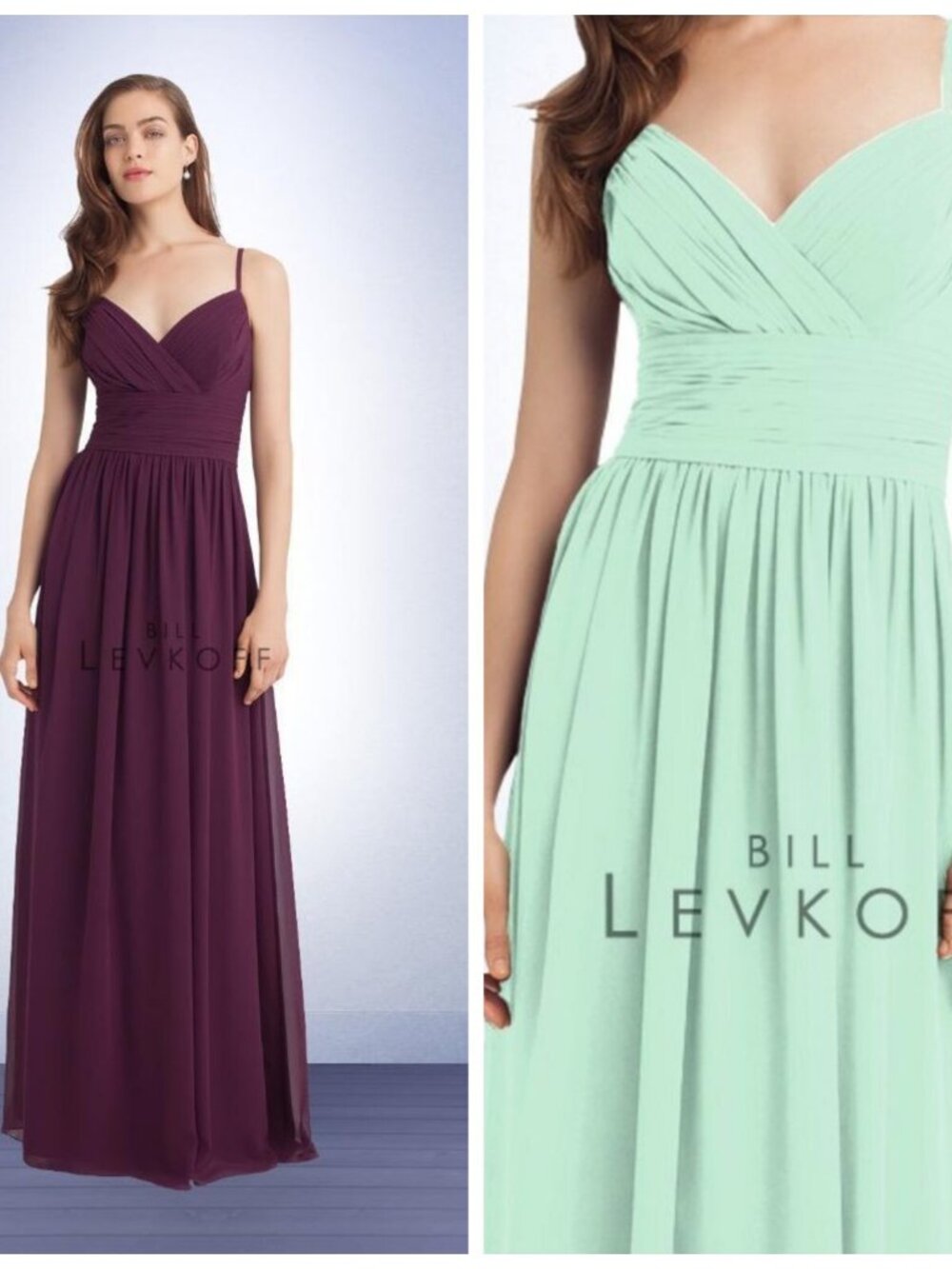 Bill Levkoff 1113 Bridesmaid Dress Mint Green Sweetheart Chiffon Long 8 NWT